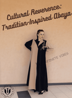 Modern Oasis: The Black Abaya with Collar Style & Dual-Tone Sand Elegance with Pearl Accents with Sheila - INFINITE VIBES