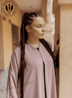 Effortless Travel Style: Reversible Abaya in Pink & Light Calming Grey - INFINITE VIBES