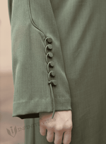 Elegant Jade Green Abaya with Collar and Front Button Detail, paired with a Sheila - INFINITE VIBES