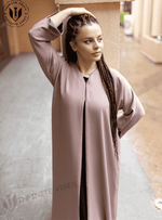 Effortless Travel Style: Reversible Abaya in Pink & Light Calming Grey - INFINITE VIBES