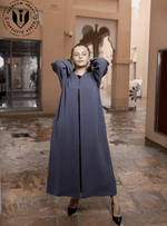 Effortless Travel Style: Reversible Abaya in Pink & Light Calming Grey - INFINITE VIBES