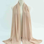 Stylish and breathable hijab in soft pastel colors, ideal for everyday wear in Dubai, UAE."