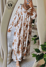 Premium Abstract Print Abaya – Infinite Vibes Modern Modest Fashion 2025
