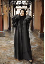 Elegant Light Green Abaya with Exquisite Handwork Detailing and Collar Border Finish with Sheila - INFINITE VIBES