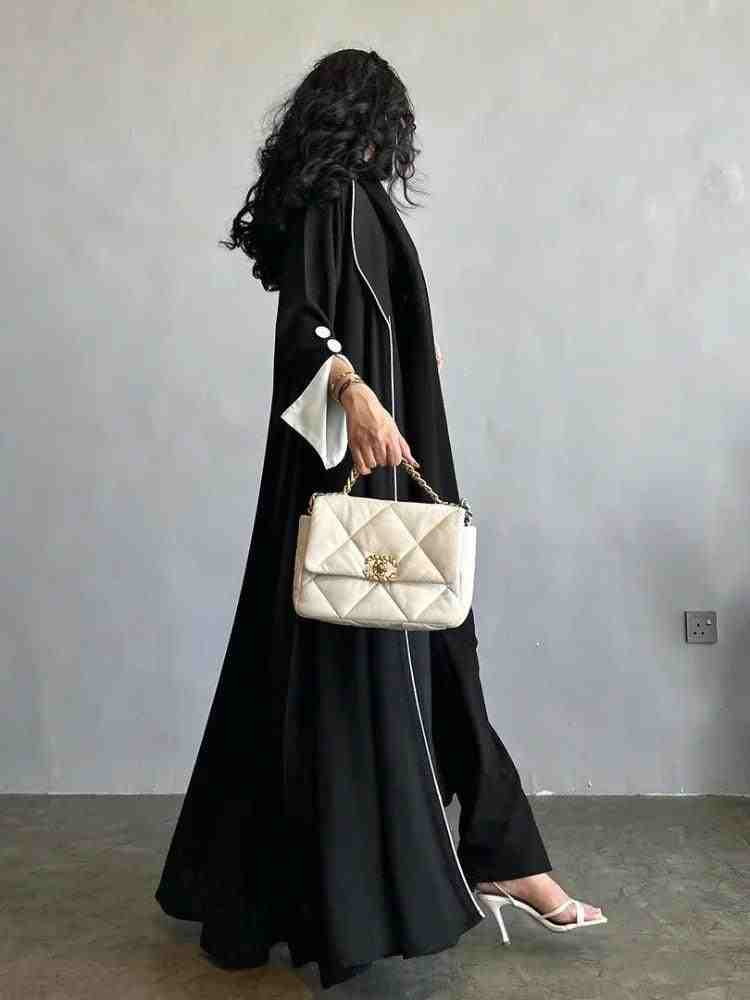 Elegant Button Split Sleeve Muslim Abaya for Women | Maxi Vestidos Kaftan | Morocco, Turkey, Arabic Long Robe 2024 | Infinite Vibes Abayas - INFINITE VIBES