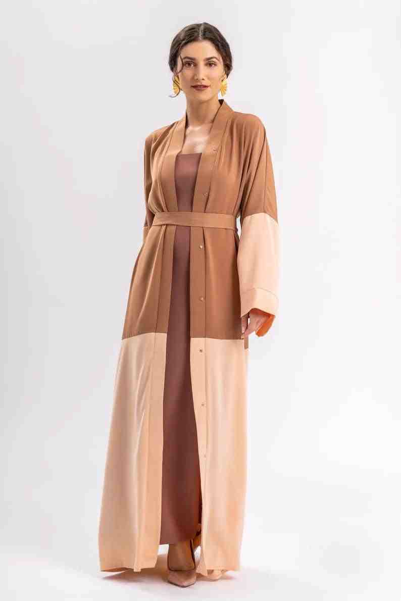 Luxe Two-Tone Belted Abaya - Premium Nida Japan Fabric - INFINITE VIBES