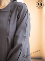 Modern Minimalism: Overlapped Grey Abaya in Japanese Cotton with Sheila - INFINITE VIBES