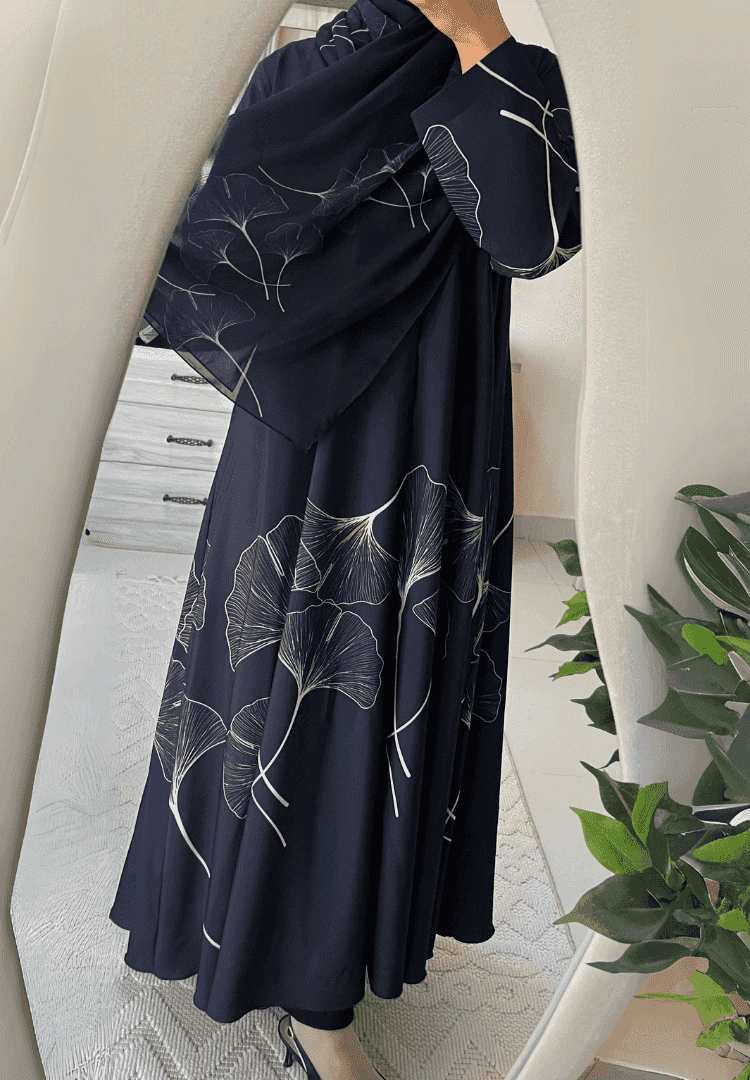 Elegant Printed Abaya With Matching Sheila for Ramadan and Eid 2025 – Premium Fabric with Modern Design