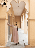 Effortless Travel Style: Reversible Abaya in Pink & Light Calming Grey - INFINITE VIBES 