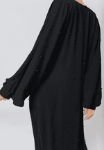 Elegant Black Pearl-Embellished Abaya – Ramadan & Eid Collection