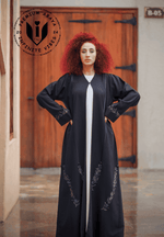 embroidery work abaya, white hijab, prayer dress, muslim hijab