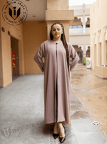 Effortless Travel Style: Reversible Abaya in Pink & Light Calming Grey - INFINITE VIBES 