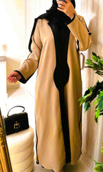 Elegant Two-Tone Open Abaya – Premium Nida Fabric | Dubai Style