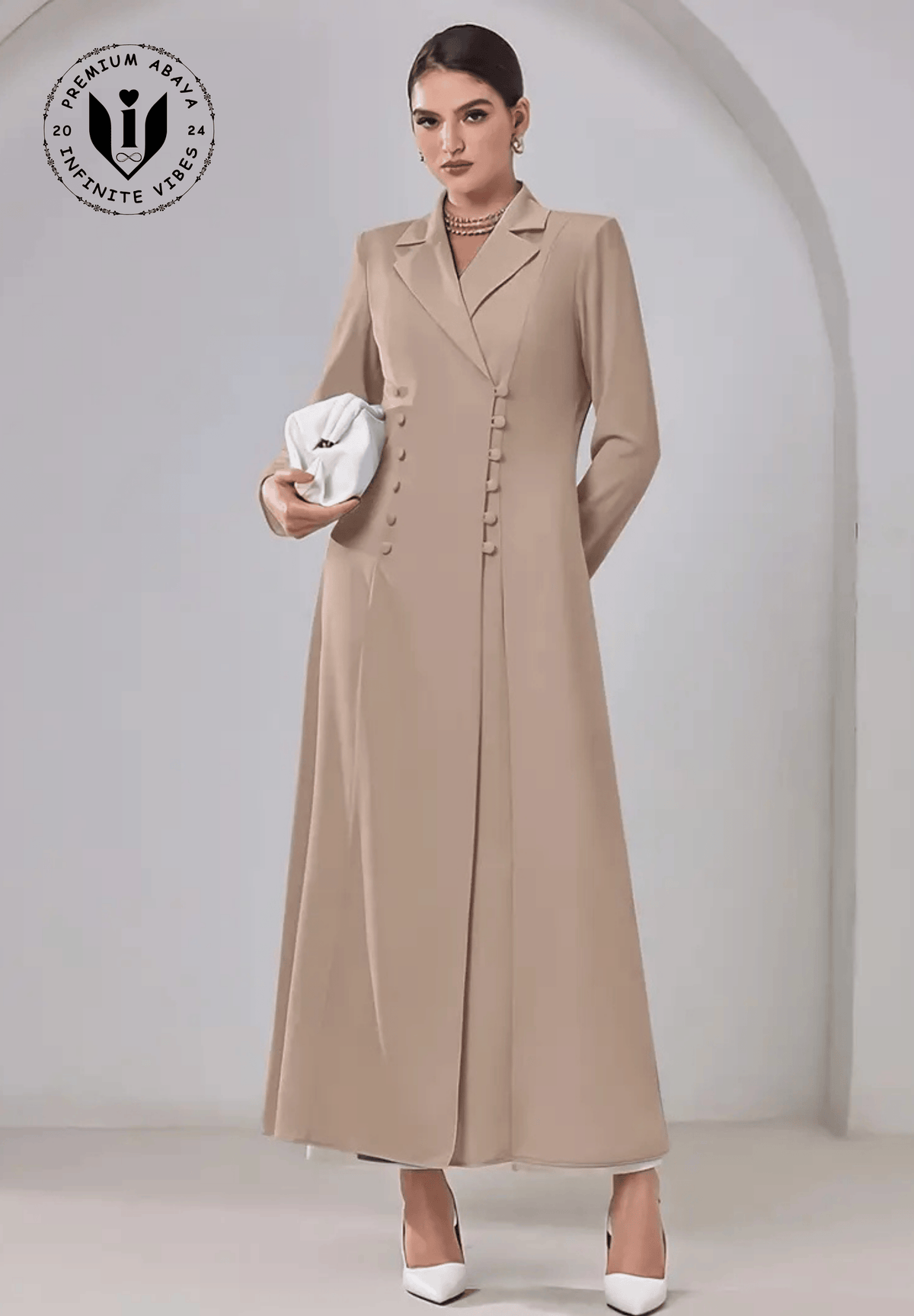 Premium_Elegant_Beige_Abaya_with_Button_Design_InfiniteVibesAbayaBrandUA