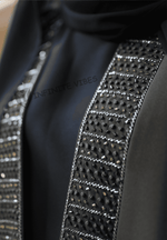 Elegant Light Green Abaya with Exquisite Handwork Detailing and Collar Border Finish with Sheila - INFINITE VIBES 